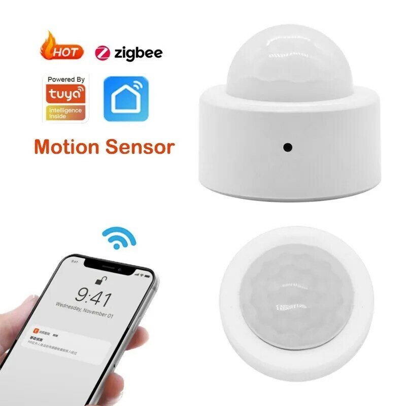 Zigbee-Sensor de detección de movimiento inteligente MINI, dispositivo antirrobo de seguridad, alarma en tiempo Real a través de la aplicación Tuya SmartLife, Hub Zigbee, 1/2/5/8 Uds.