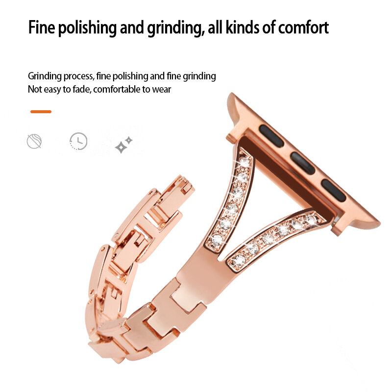 Cinturino da donna con diamanti per cinturino Apple Watch Series 7 6 SE 5 4 3 cinturino in metallo regolabile per iWatch 41mm 45mm 40mm 44mm 38mm 42mm