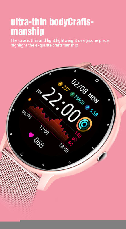 Novo relógio inteligente mulher fitness rastreamento freqüência cardíaca pressão arterial tela sensível ao toque completo relógio à prova dwaterproof água esporte senhoras smartwatch melhor