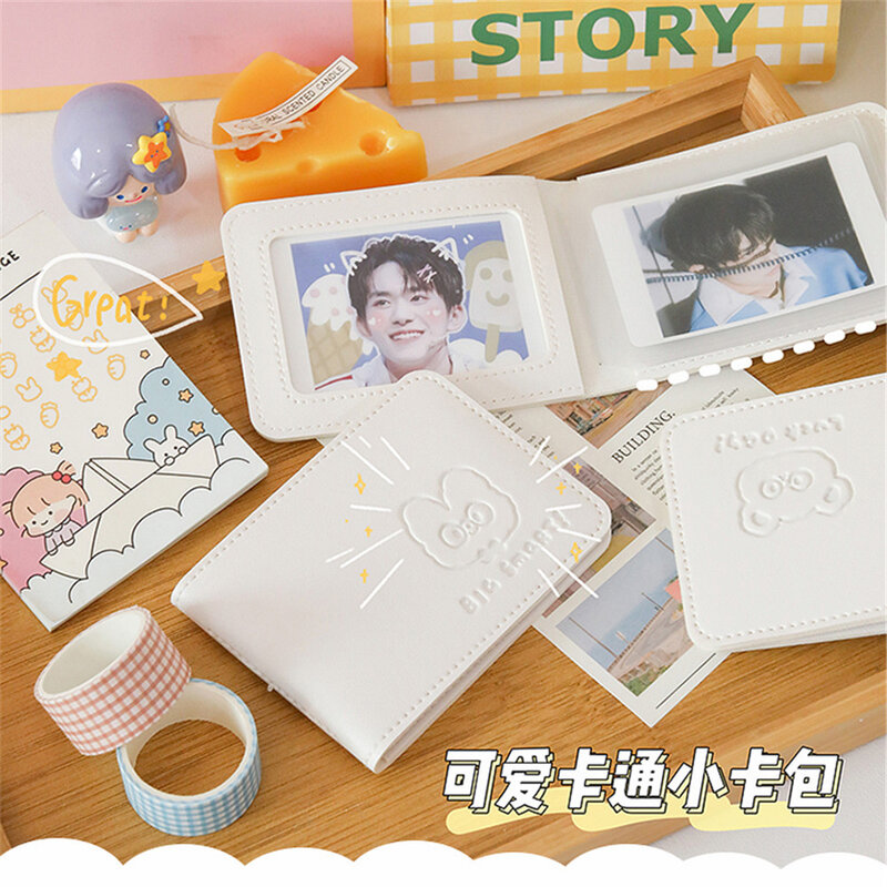 Hàn Quốc Trắng Gấu Nữ Nam Loại Thẻ 6 Thẻ Da PU Giấy Phép Lái Xe Dành Cho Thần Tượng Photocard Thẻ giá Đỡ Lưng