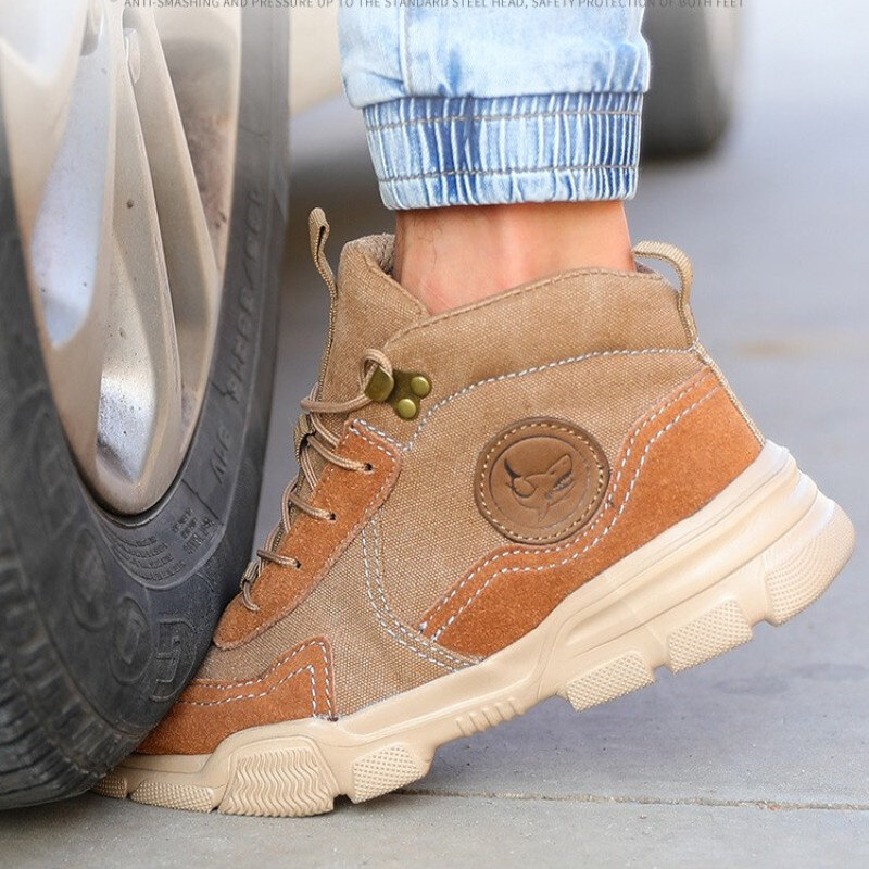 Diansen 2023 Новинка Высокое качество коричневая защитная обувь для мужчин стальной носок рабочие ботинки Нескользящие мужские ботинки