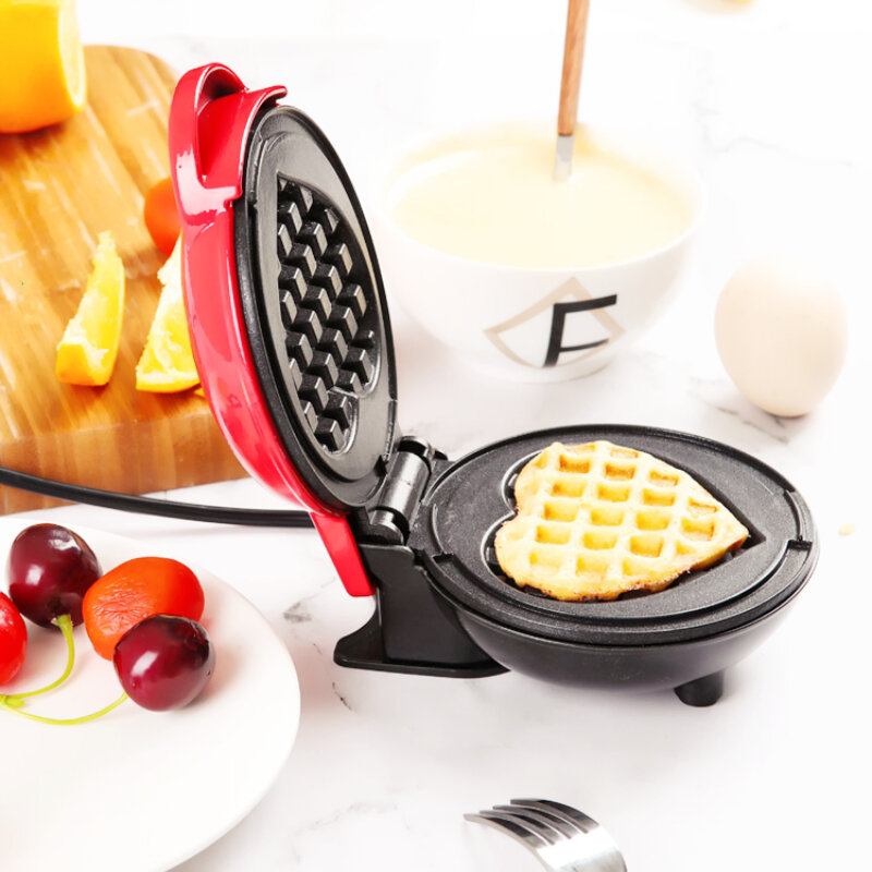 Máquina de gofres eléctrica portátil para el hogar, máquina de desayuno para hacer gofres en forma de corazón, aparato de cocina