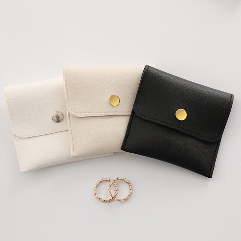 Leather Button Jewelry Bag Storage Jewelry Pouch Packaging Bag Bracelet Necklace Earrings Rings Organizer Gift Package Bag