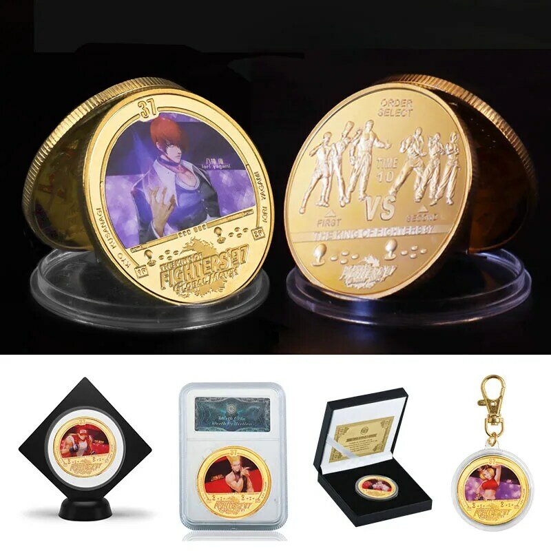 El rey de los luchadores chapado en oro monedas conmemorativas Anime juego desafío monedas recuerdo regalos de cumpleaños para colección para niños