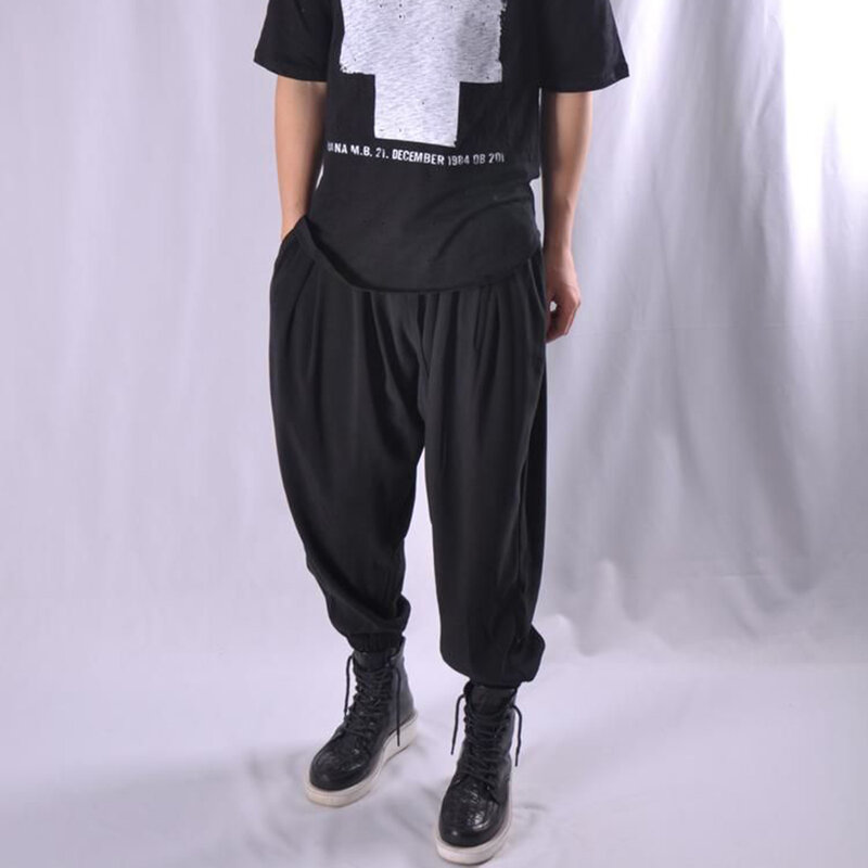 Pantaloni larghi da uomo di tendenza pantaloni sportivi Harem da uomo con cavallo basso Streetwear giapponese Harajuku High Street Retro Vintage Hip Hop