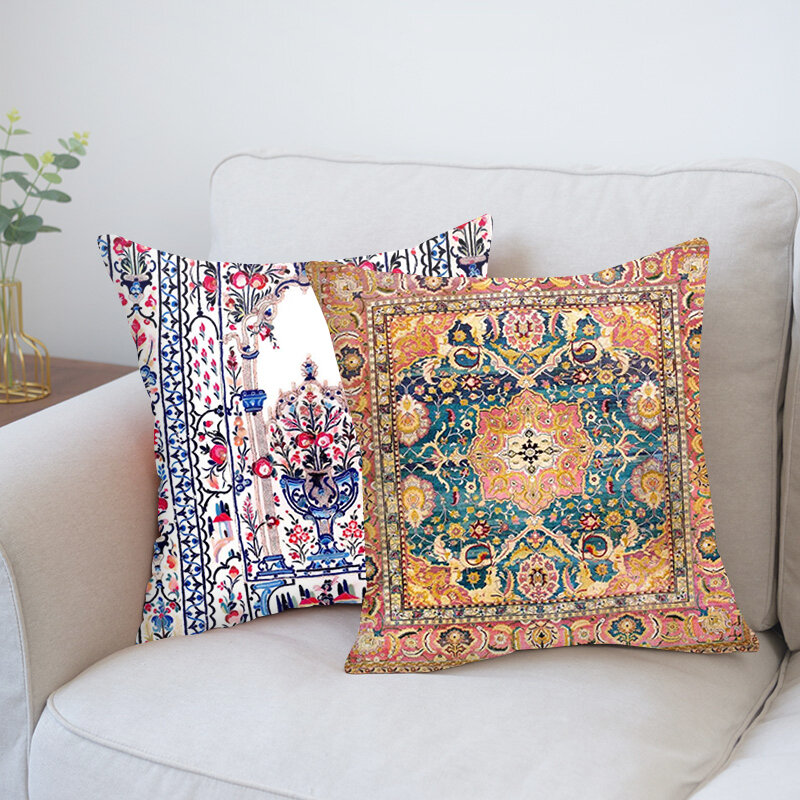 Housse de coussin Style nordique rétro marocain, taie d'oreiller courte en peluche, Style bohème, luxe, pour chambre à coucher, canapé, 45x45cm