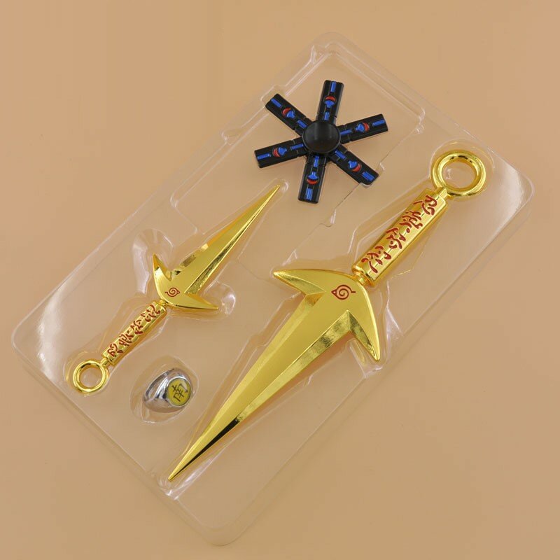 Naruto modelo de arma 22cm kunai namikaze minato giroscópio terno katana espada samurai real aço ornamentos presente brinquedos para meninos