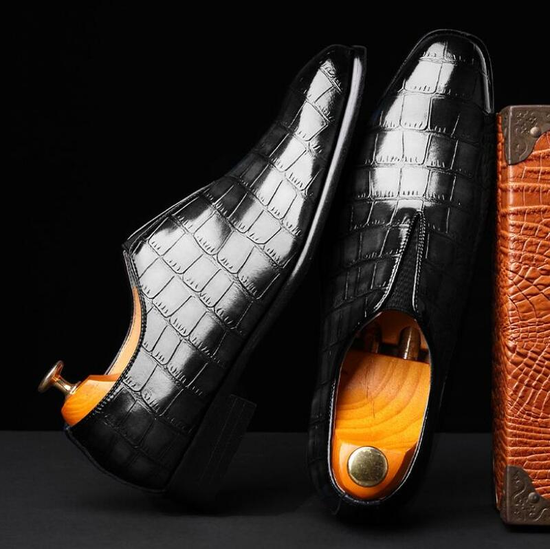 Sapatos de designer de luxo xiaomi masculino, mocassins de negócios casuais de couro de crocodilo de alta qualidade, apontou grandes sapatos de oxford