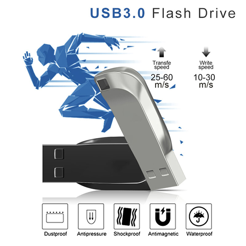 Clés USB 3.0 haute vitesse, clé USB, 2 To, 1 To, 512 Go, métal étanche, clé USB, livraison gratuite