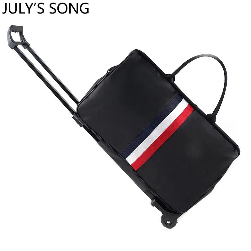 JULY'S SONG Tas Koper Pria Tas Travel Troli dengan Roda Tas Koper Bawaan Beroda Wanita Bolsas