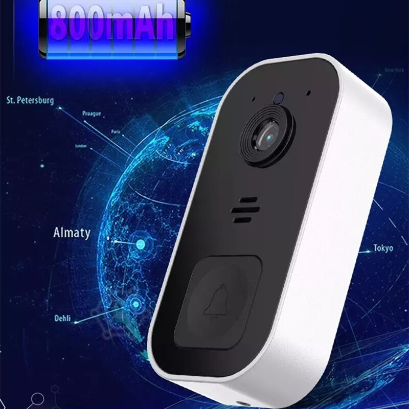 1080P Kamera Bel Pintu WiFi Nirkabel Tahan Air Bel Pintu Video Remote Mar Bel Pintu Interkom Suara Rumah dengan Kamera Penglihatan Malam