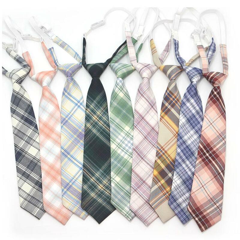 Cravate de cou en coton pour hommes et femmes, réglable, Slim, à carreaux, pour cadeaux, nouveauté décontractée, en caoutchouc