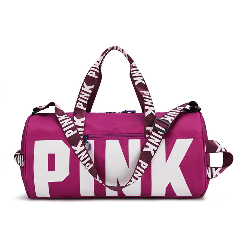 Bolsa de viaje rosa para mujer, bolsa de lona de entrenamiento Fitness para viaje, bolsa deportiva impermeable de gran capacidad para gimnasio