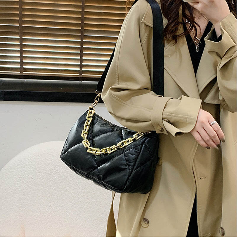 Bolso de mano Retro con cadena para mujer, bandolera de hombro de diseñador de moda, bolso de mano marrón para mujer, bolsa cruzada de viaje, 2022
