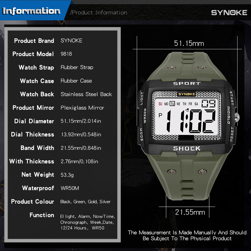 Military Electronic Watches Fashion Watch For Men Sport Stopwatch Chrono Alarm Digital Watch Waterproof Relogio Masculino