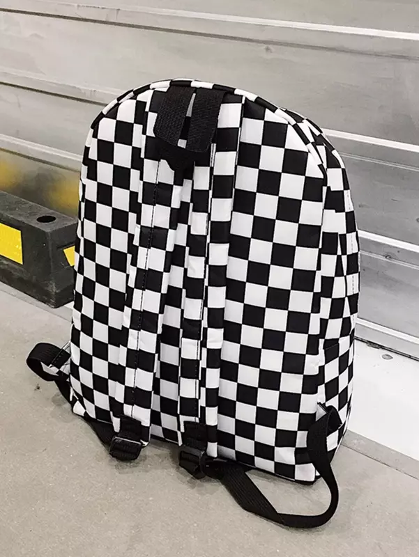 Checker Metal Ring Detail Backpack