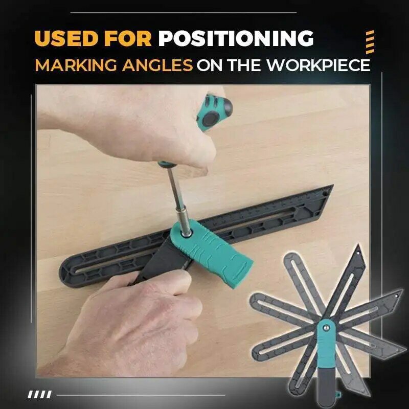 Lock Angle Gauge Ruller Adjustable Protractor Positioning Finder Alat Woodworking Folding Stop untuk Menandai Profil Garis Paralel