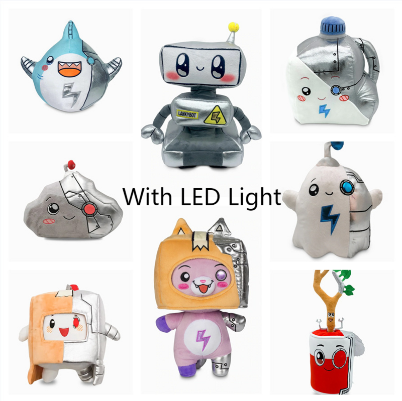 Lankyboxs-peluche con luz LED Thicc Shark cybors para niños, juguete de felpa de tamaño cuadrado, de 20 a 35cm, estilo Kawaii