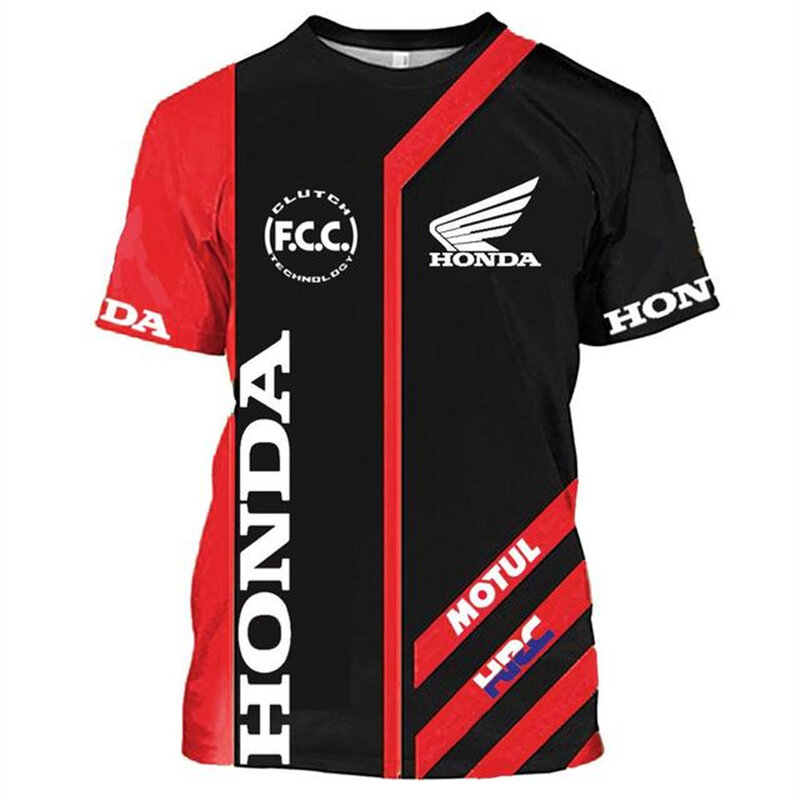 Nowe męskie Logo motocykla Honda 3d cyfrowy T-shirt z nadrukiem Casual Fashion Harajuku wysokiej jakości hip-hopowy Top z krótkim rękawem