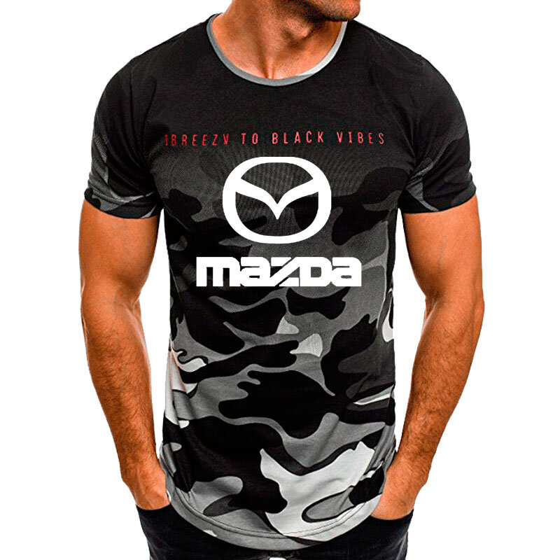 Mùa Hè Thời Trang Nam Nữ Tay Ngắn Xe Ô Tô Mazda Logo In Đơn Giản Ngụy Trang Cotton T-Tay Nam Cao Cấp T-Tay Áo