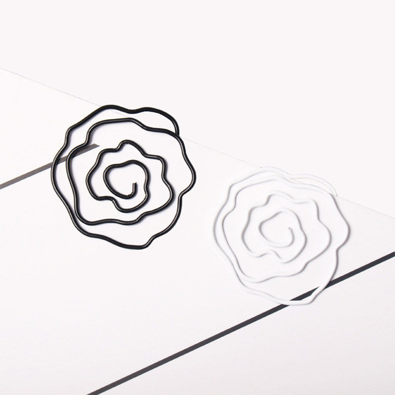 크리에이티브 더블 컬러 장미 종이 클립 12 개, 간단한 노트 클립 휴대용 클램프 (흰색)