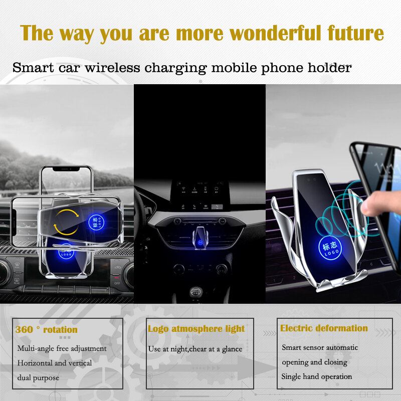 Suporte do telefone do carro sem fio, suporte de navegação, suporte de GPS 360, 15W, apto para 2010-2015 Hyundai IX35