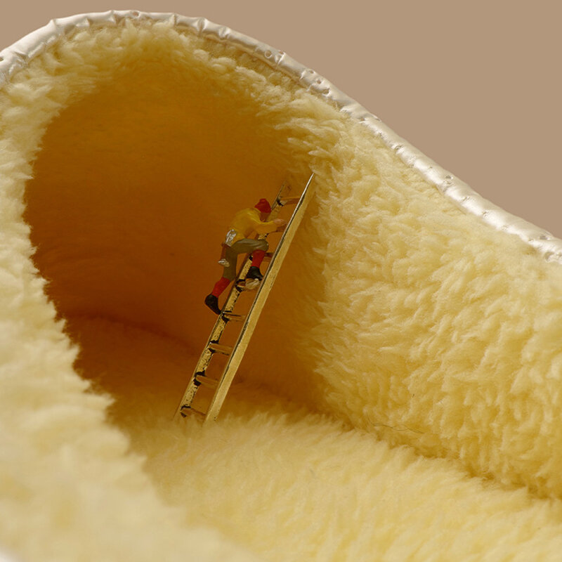 Sandal Rumah Tahan Air Sol Lembut Wanita 2022 Sepatu Roti Pendek Hangat Musim Dingin Sandal Dalam Ruangan Antilicin Platform Tebal Wanita