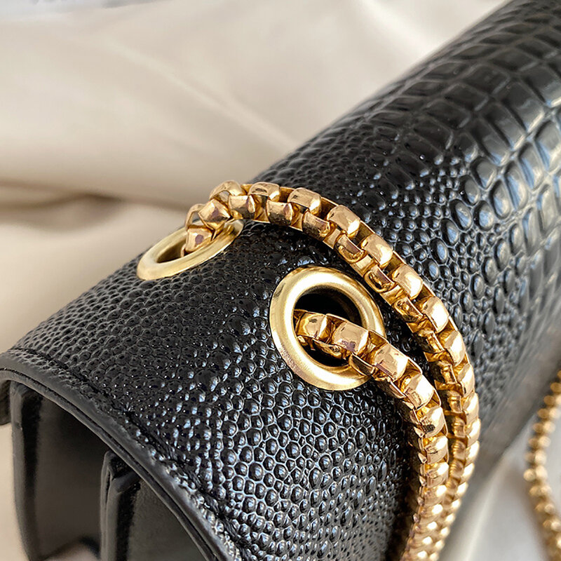 Bisi Goro Luxury Designer กระเป๋าถือผู้หญิง2023หนัง PU แบบใหม่กระเป๋าเพชร Hasp รูปแบบจระเข้กระเป๋าสะพายไหล่โซ่กร...