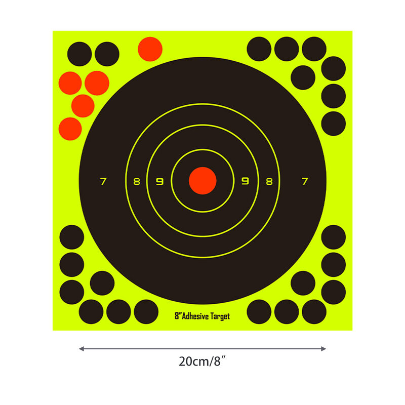 ملصقات مستهدفة دائرية مقاس 8 بوصات لصيد السهام الذاتي لصيد النقاط المستهدفة ملصق بندقية بنادق التدريب في الخارج