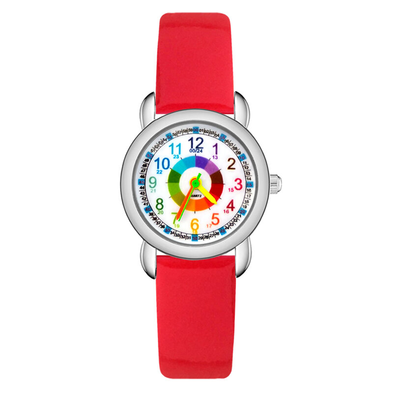 Children's Cute Cartoon Colorful Numbers Style Student Boy Girl Kids Leather Nylon Strap Quartz Wrist Watches JP23