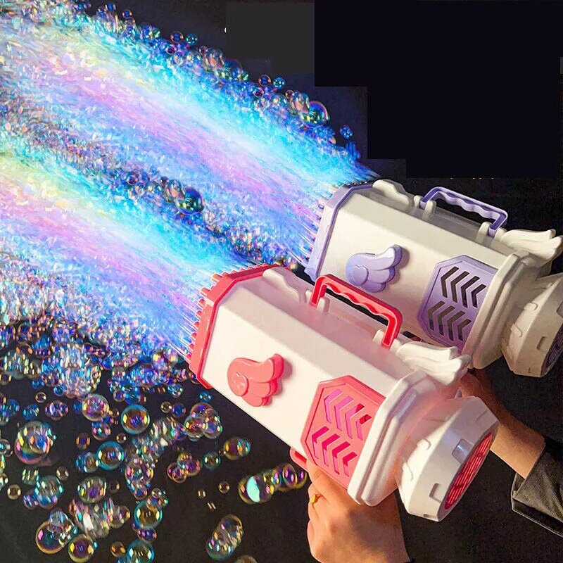 80หลุม Bubble Blaster ของเล่นสบู่อัตโนมัติเครื่องกลางแจ้งแบบพกพา Rocket Bubble Gun Leak Proof Blower Bubbles ของเล่นเด็ก