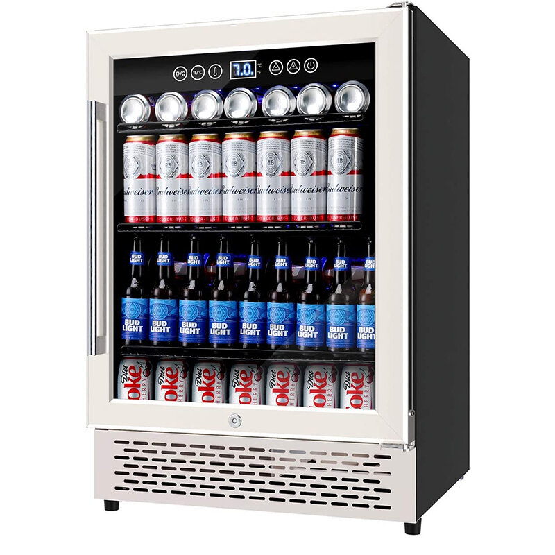 Bacchus-100 Letres 고급 와인 및 음료 쿨러, 싱글 존 스테인레스 스틸 와인 셀러 냉장고