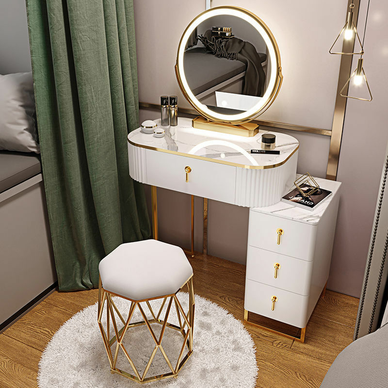 Lampu Mewah Meja Rias Kamar Tidur Apartemen Kecil Kabinet Penyimpanan Modern Furnitur Rumah Tangga Set Meja Rias