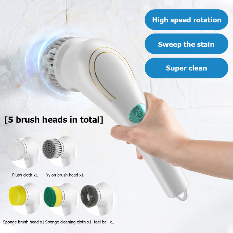 Handheld Electric Scrubber Bathtub Sink Waterproof Bathroom Kitchen Tile Clean Brushes Wireless Washing Tool Drill Brush Set