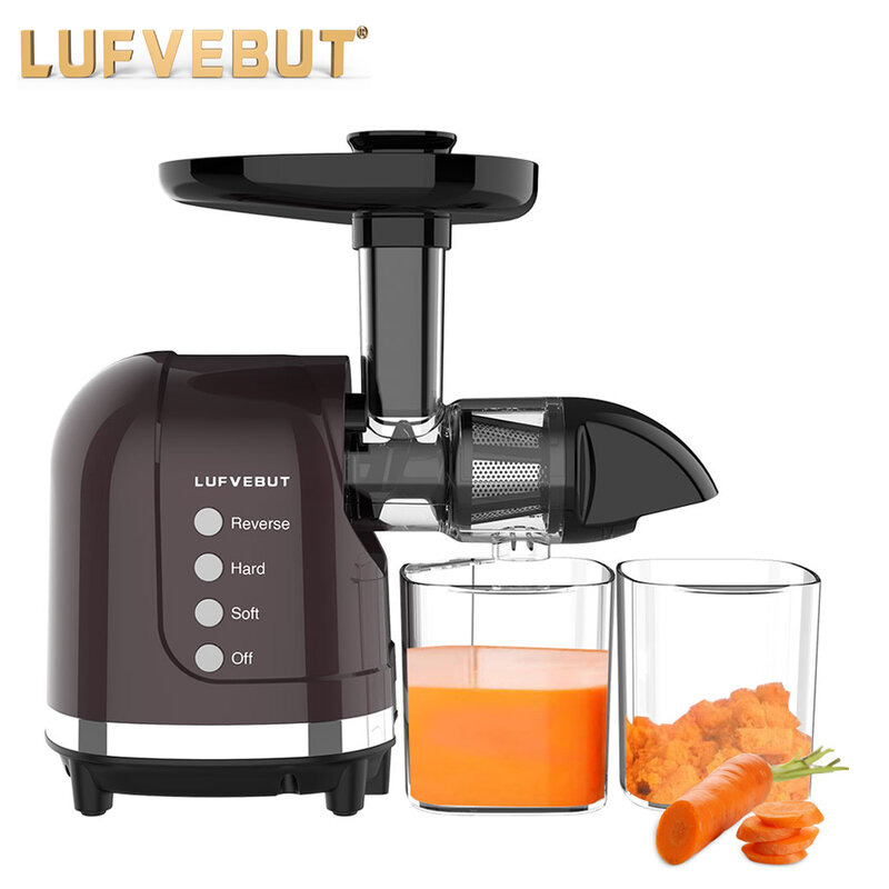 LUFVEBUT – extracteur de jus électrique 200W, extracteur de jus lent, facile à laver, Modes doux et durs, pour légumes et Fruits