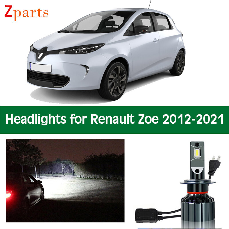 Faro delantero de coche para Renault Zoe, bombillas LED de haz bajo, alto, Canbus blanco, 12V, 6000K, accesorios de lámpara delantera