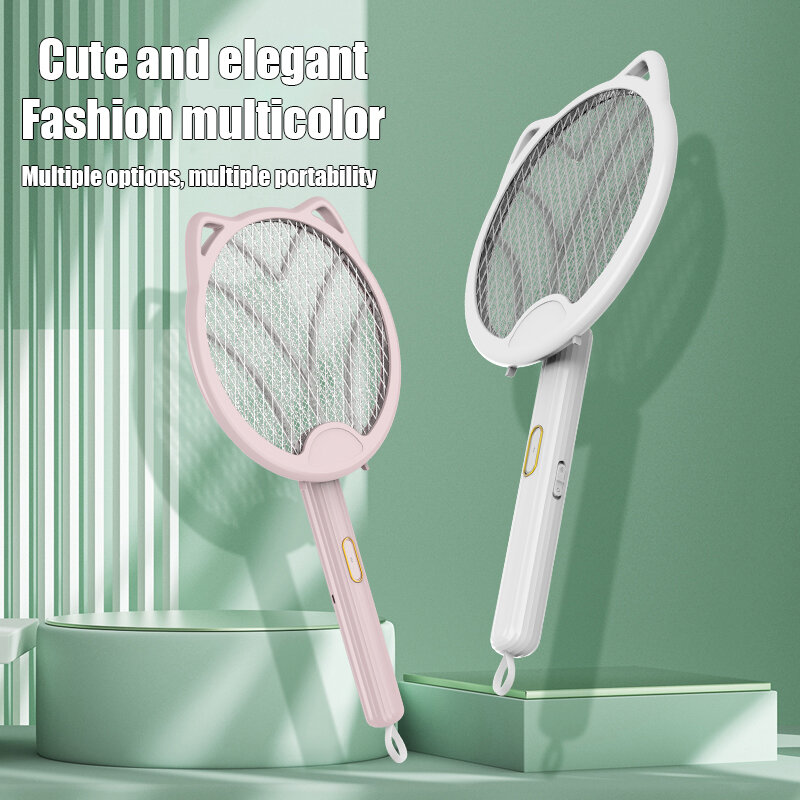New Folding Electric Mosquito Swatter Rechargeable Durable Household Four-in-one Mosquito Swatter Fly Swatter Lithium Battery
