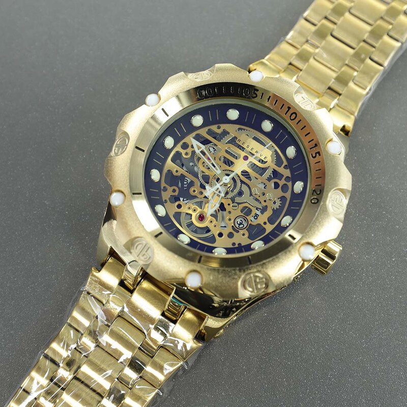 Ungeschlagen Reserve AAA Original Skeleton Zifferblatt Uhren Für Männer Unbesiegbar 18K Gold Invicto Automatische Datum Uhr Relogio Masculino