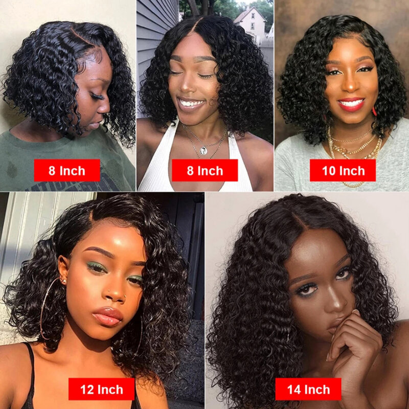Short Curly Bob Human Hair Wigs Loose Deep Wave 13x4 Lace Closure Wig For Black Women Brazilian Human Hair Wigs Pre Plucked