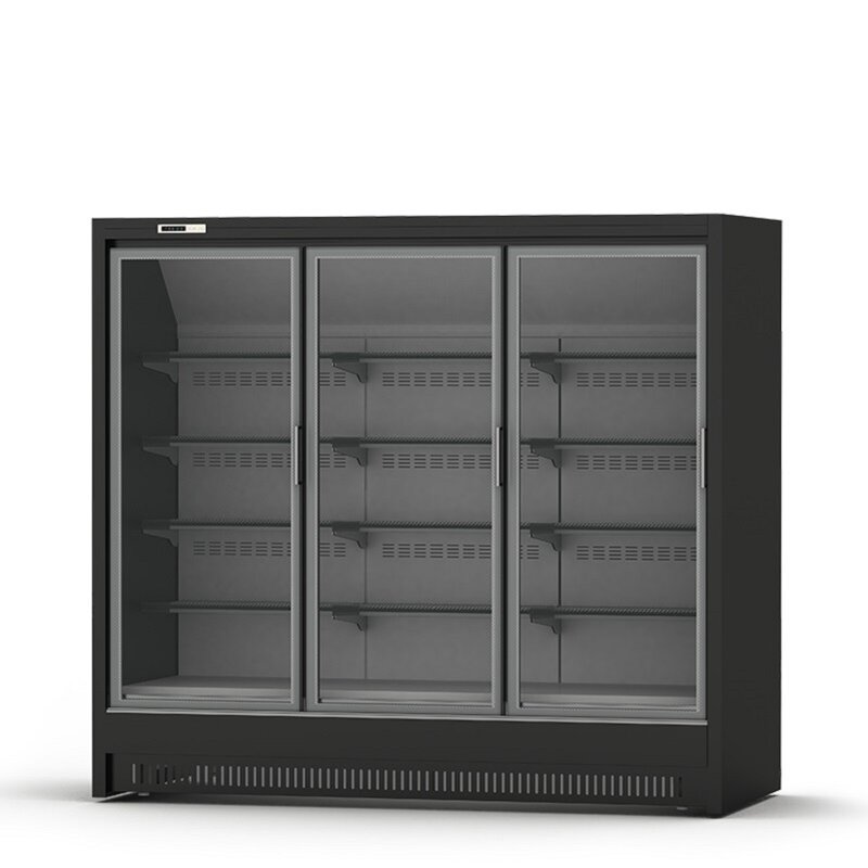 Remote Ice Cream Display Fridge Meat Chiller Supermarket Refrigerator Upright Glass Door Freezer