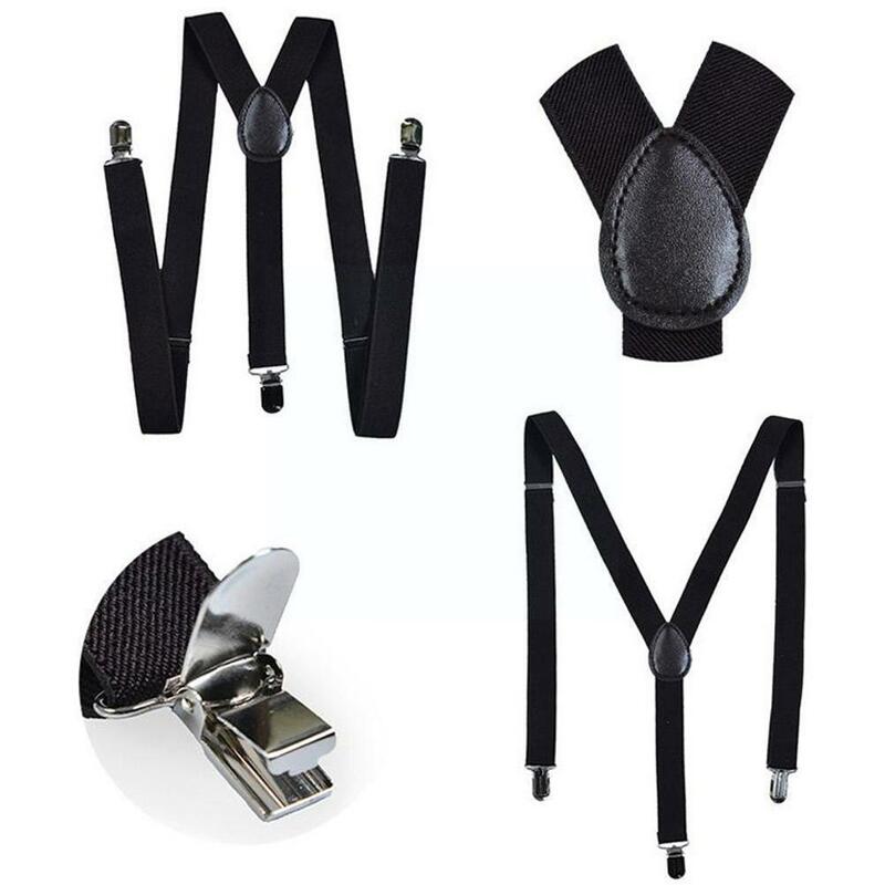 Elastic Ribbon Kids Unisex Soild Color Belt Adjustable Suspenders Clip-on Y-Back Braces Belts For Wedding Party