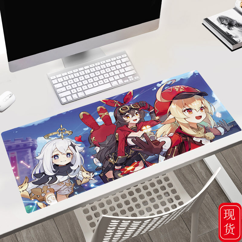 Genshin impacto gaming mouse pad anime desenhos animados escritório casa mesas almofadas 40x90x0.3cm tamanho grande mousepad