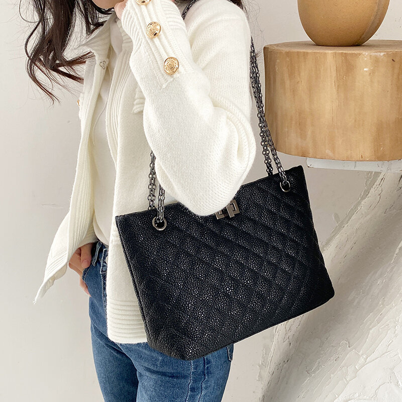 럭셔리 디자이너 여성 가방 대용량 어깨 가방 고품질 가죽 핸드백과 지갑 여성 토트 캐 비어 가방
