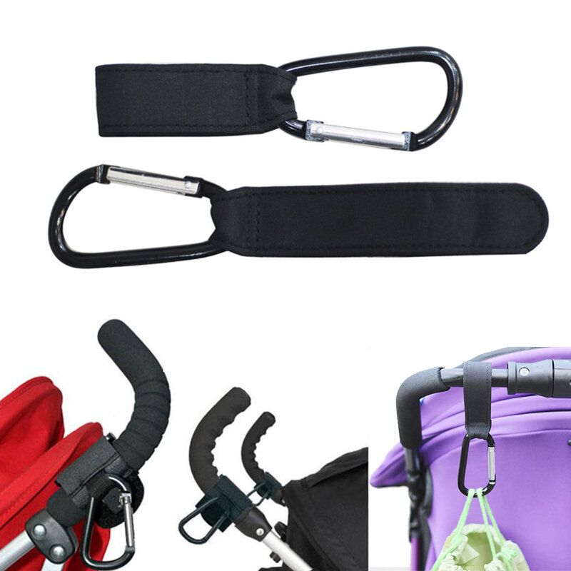 4/2pcs Black Stroller Hooks Wheelchair Stroller Pram Carriage Bag Hanger Hook Shopping Bag Clip  Convenient Stroller Accessory