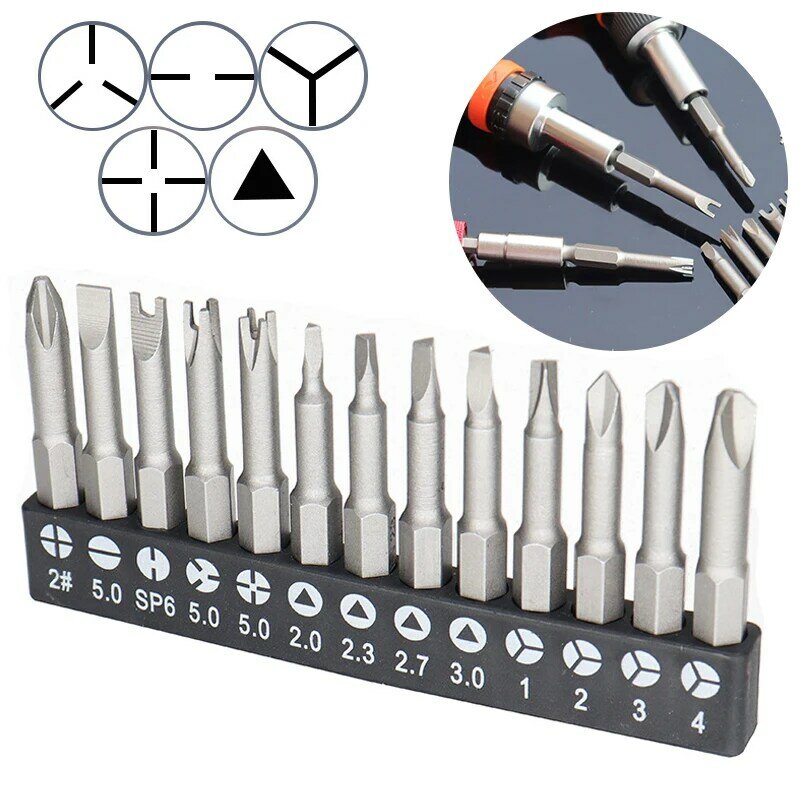 4-13pcs Special-Shaped Screwdriver Set 50mm U-Shaped Y-Type Triangle Inner Cross Three Points Screwdriver Bit Tool Accessories