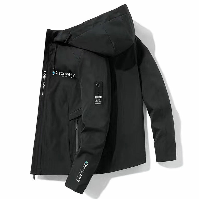 2023 Discovery Channel Bomber Jacket Men's Windbreaker Zip Coat Autumn Casual Work Jacket Fashion Outdoor Adventure Jacket