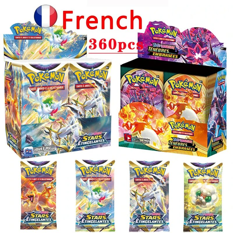 2022ใหม่ภาษาฝรั่งเศสคำ Pokemon Cards 360Pcs Pokémon TCG: ดาบและโล่ Brilliant Star Booster กล่อง Trading Card เกมของเล่น