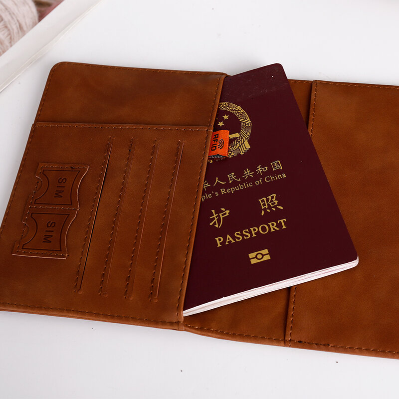 Donna uomo RFID Vintage Business Passport cover Holder Multi-Function ID Bank Card custodia a portafoglio in pelle PU accessori da viaggio