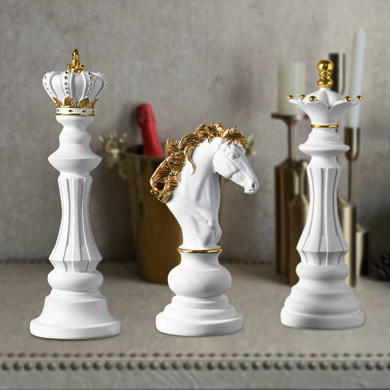 Kinges-estatua del caballero reina, escultura de ajedrez, artículos de decoración de la casa familiar, figuritas de ajedrez Internacional, Retro, decoración del hogar, Dec