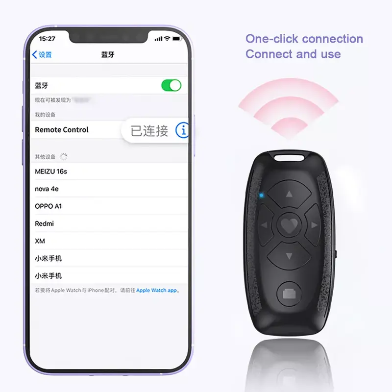 Tombol Remote Control Kompatibel dengan Bluetooth Yang Dapat Diisi Ulang Pengontrol Nirkabel Stik Kamera Selfie Pelepas Shutter untuk Ponsel E-book